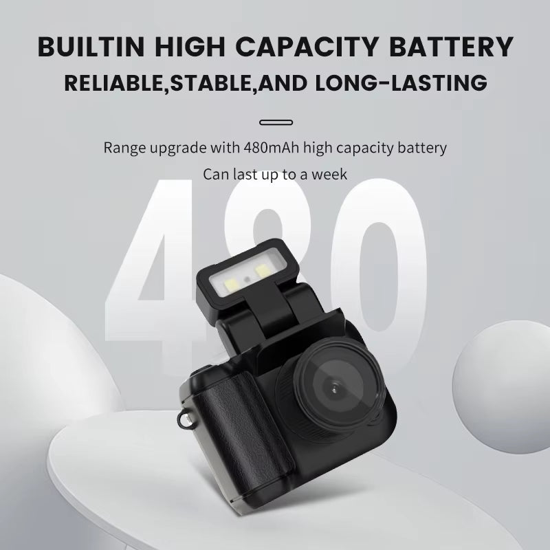 1080P HD Mini Camera SLR with Flash and Battery Holder Portable Video Recorder Retro Ultra Compact Mini Video Camera